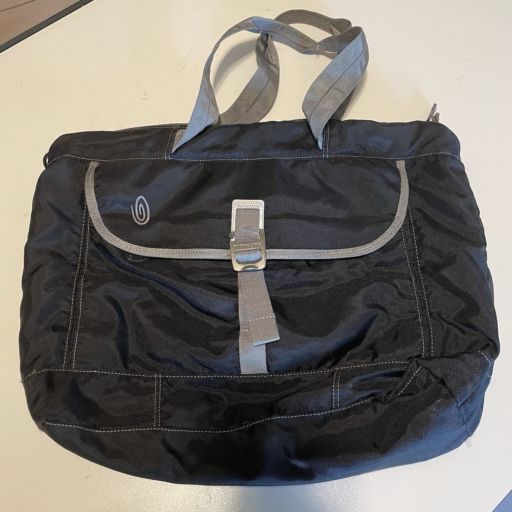Timbuk2 M Nylon Laptop Messenger Bag Black Gray Crossbody Work Travel Carryon